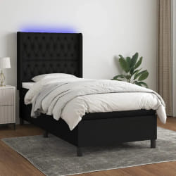 vidaXL Sommier à Lattes et LED 100x200 cm Noir