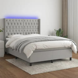 vidaXL Sommier à lattes Gris clair 140x190 cm LED