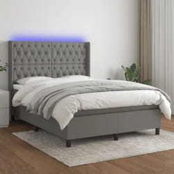 vidaXL Sommier à lattes de lit LED - Gris foncé 140x190 cm