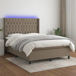 VIDAXL Sommier à lattes, matelas et LED - Taupe 140x190 cm