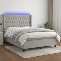 vidaXL Sommier à lattes de lit matelas LED - Gris clair