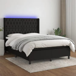 vidaXL Sommier à lattes avec matelas et LED - Noir 140x200 cm