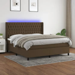 VIDAXL Sommier avec LED - Marron foncé