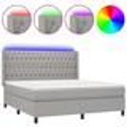 vidaXL Sommier à lattes de lit matelas LED Gris clair 180x200 cm Tissu - 180 x 200 cm