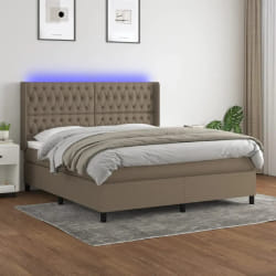 VidaXL LED Taupe 180x200 cm - Tissu