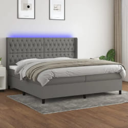 VIDAXL vidaXL Sommier à lattes de lit avec matelas et LED 200x200 cm - Gris foncé