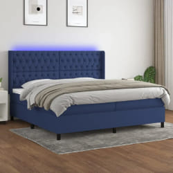 vidaXL Sommier avec matelas et LED Bleu 200x200 cm