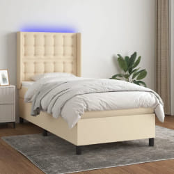 VIDAXL vidaXL Sommier à lattes de lit et matelas LED Crème 90x190 cm