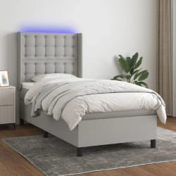 VIDAXL Sommier avec Matelas et LED - Gris clair 90x200 cm