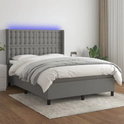 vidaXL Sommier à lattes de lit LED Gris foncé 140x190 cm