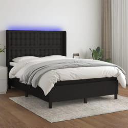 vidaXL Sommier à lattes avec matelas et LED 140x190 cm - Noir