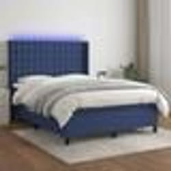 vidaXL Sommier à lattes de lit matelas et LED Bleu 140x190 cm Tissu - 140 x 190 cm