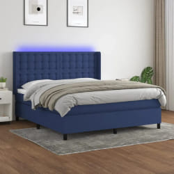 VIDAXL Sommier avec matelas et LED Bleu 160x200