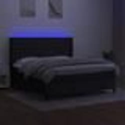 vidaXL Sommier à lattes de lit matelas et LED Noir 180x200 cm Tissu - 180 x 200 cm