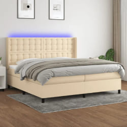 vidaXL Sommier à lattes et matelas LED - Crème - 200x200 cm