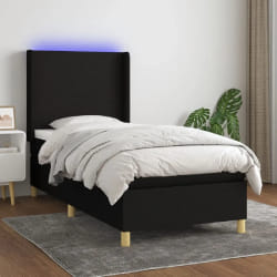 VIDAXL Sommier à lattes avec LED - Noir 90x190 cm