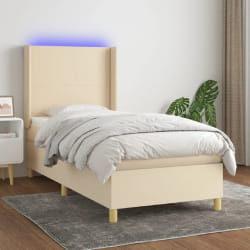 VIDAXL Sommier à lattes de lit avec matelas et LED - Crème