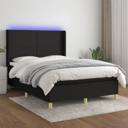 vidaXL Sommier à lattes lit LED avec matelas 140x200 cm - Noir