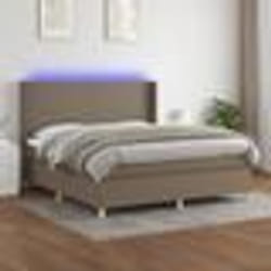 vidaXL Sommier à lattes de lit matelas et LED Taupe 180x200 cm Tissu - 180 x 200 cm