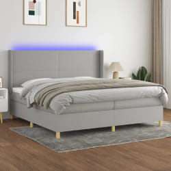 VIDAXL Sommier à lattes et matelas LED 200x200 cm - Gris clair