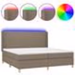 vidaXL Sommier à lattes de lit matelas et LED Taupe 200x200 cm Tissu - 200 x 200 cm