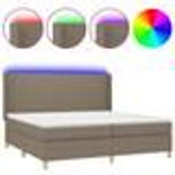 vidaXL Sommier à lattes de lit matelas et LED Taupe 200x200 cm Tissu - 200 x 200 cm