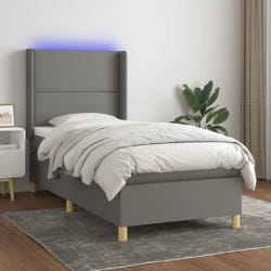 VidaXL Sommier à lattes et matelas LED - Gris foncé, 90x200 cm