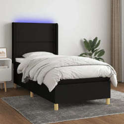 vidaXL Sommier à lattes avec matelas et LED 90x200 cm - Noir