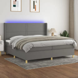 VidaXL Sommier à lattes matelas LED - Gris foncé 200x200