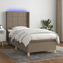 Vidaxl Sommier À Lattes De Lit Matelas Et Led Taupe 80x200cm Tissu