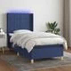 vidaXL Sommier à lattes de lit matelas et LED Bleu 90x190 cm Tissu - 90 x 190 cm