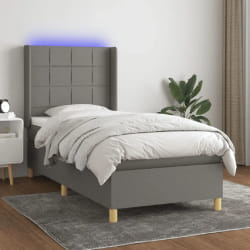 vidaXL Sommier à lattes et LED Gris foncé 90x200cm Tissu