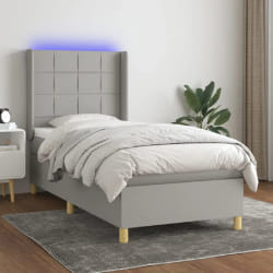 vidaXL Sommier avec matelas et LED - Gris clair - 100x200 cm