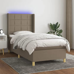 VIDAXL Sommier à lattes de lit avec Matelas LED Taupe 100x200 cm