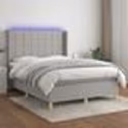 vidaXL Sommier à lattes de lit et matelas et LED Gris clair 140x190 cm - 140 x 190 cm
