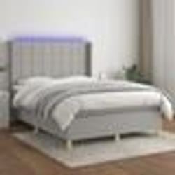 vidaXL Sommier à lattes de lit et matelas et LED Gris clair 140x190 cm - 140 x 190 cm
