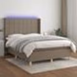 vidaXL Sommier à lattes de lit matelas et LED Taupe 140x200 cm Tissu - 140 x 200 cm