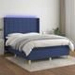 vidaXL Sommier à lattes de lit matelas et LED Bleu 140x200 cm Tissu - 140 x 200 cm
