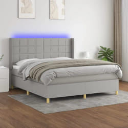 vidaXL Sommier à lattes LED - Gris clair 160x200 cm