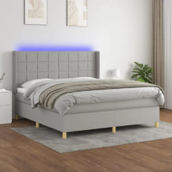 VIDAXL Sommier à lattes avec matelas LED - Gris clair, 180x200 cm