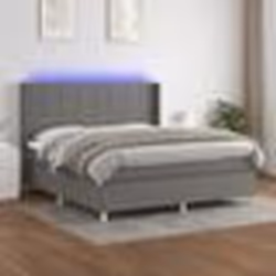 vidaXL Sommier à lattes de lit matelas LED Gris foncé 180x200 cm Tissu - 180 x 200 cm