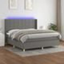 vidaXL Sommier à lattes de lit matelas LED Gris foncé 180x200 cm Tissu - 180 x 200 cm