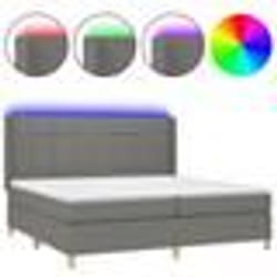 vidaXL Sommier à lattes de lit matelas LED Gris foncé 200x200 cm Tissu - 200 x 200 cm