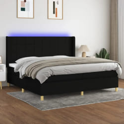 vidaXL Sommier et Matelas LED - Noir, 200x200 cm