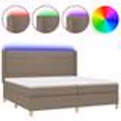 vidaXL Sommier à lattes de lit matelas et LED Taupe 200x200 cm Tissu - 200 x 200 cm