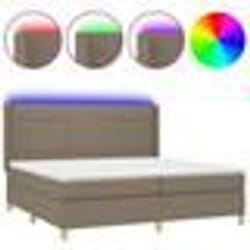 vidaXL Sommier à lattes de lit matelas et LED Taupe 200x200 cm Tissu - 200 x 200 cm