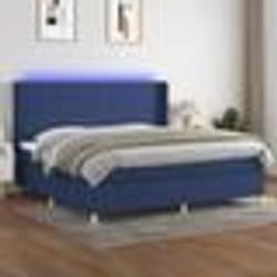 vidaXL Sommier à lattes de lit et matelas et LED Bleu 200x200 cm Tissu - 200 x 200 cm