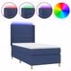 vidaXL Sommier à lattes de lit matelas et LED Bleu 80x200cm Tissu - 80 x 200 cm