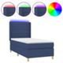 vidaXL Sommier à lattes de lit matelas et LED Bleu 80x200cm Tissu - 80 x 200 cm