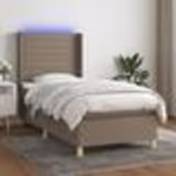vidaXL Sommier à lattes de lit matelas et LED Taupe 90x200 cm Tissu - 90 x 200 cm